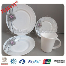 Novos itens opal vidro dinnerware fabricantes / opal rodada pratos, V-forma caneca / microondas placa segura opala vidro